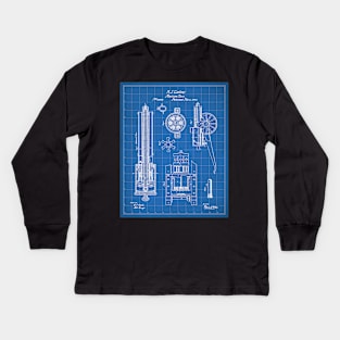 Gatling Machine Gun Patent - Gun Lover Gun Shop Art - Blueprint Kids Long Sleeve T-Shirt